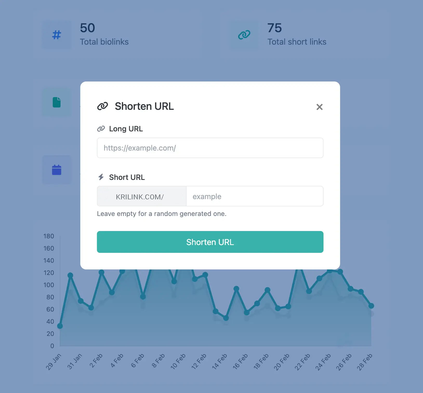 krilink of the app short URL editing page